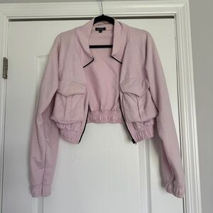 Pink cropped bomber jacket
